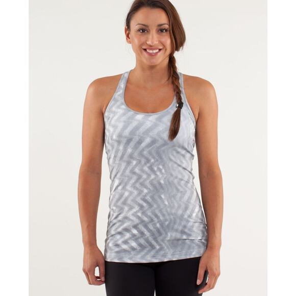 Lululemon Women's Chevron Cool Racerback Tank Top Blazer Fossil Gray Size - Picture 3 of 16